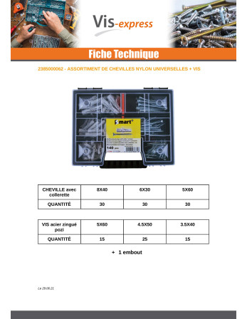 Assortiment de 140 Cheville Avec Vis