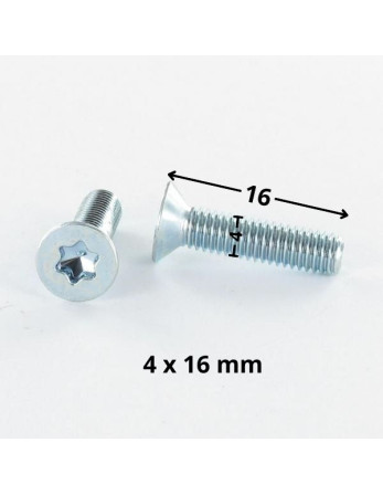Vis métaux Tête fraisée TORX T20 M4X16 Acier zingué