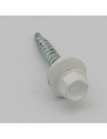 Vis autoperceuse Tête hexagonale TH 4.8X35 Rondelle d'étanchéite EPDM Acier zingué RAL9010 blanc pur