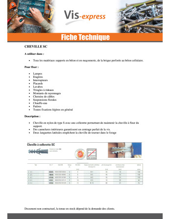Cheville Nylon Sans collerette Fischer S 5X25