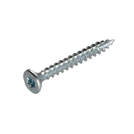 1 x Vis bois TEKOR Tête fraisée Cranté 4X30 TORX T20 Acier zingué 96 heures brouillard salin sans rouille blanche