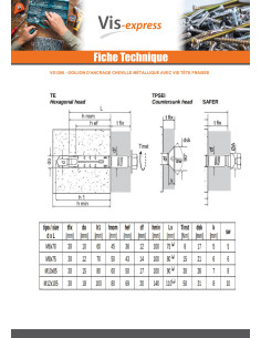 Goujon Ancrage Cheville METAL 15X85 Vis M10X90 Acier zingué 2