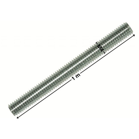 1 x Tige filetée M4 Longueur 1 mètre Classe 4.8 Acier zingué