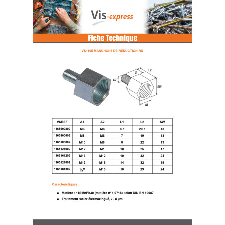 1 x Manchon Fischer De REDUCTION RD M16-M12