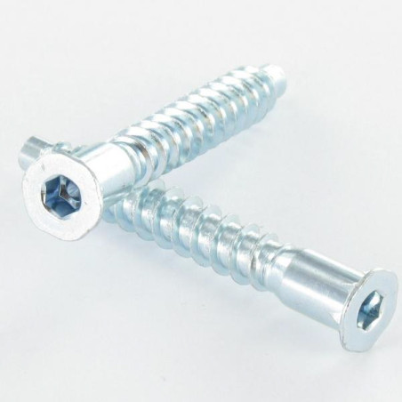 1 x Vis d'assemblage confirmat Tête fraisée Hexagonal creux 7X50 Filet tôle Cranté Acier zingué