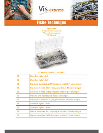 Assortiment de fixations STANDARD 445 ELEMENTS