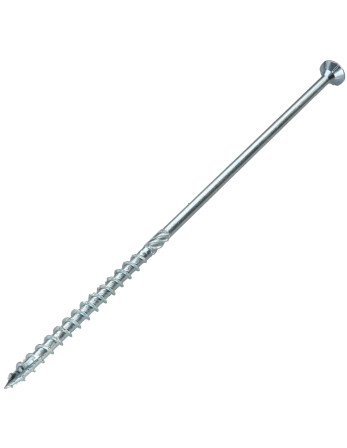 Vis charpente TEKOR Tête fraisée Cranté TORX T40 8X260 Filetée sur 100 Pointe antifendage type 17 Acier zingué