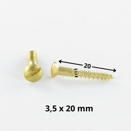 1 x Vis bois Laiton Tête fraisée bombée TFB Fendue 3.5X20