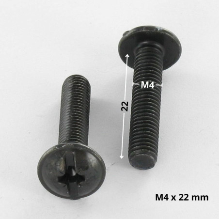 1 x Vis Poelier POZI et fendu M4X22 Acier zingué noir