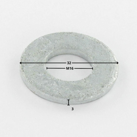 1 x Rondelle Plate M16X32X3 M Forte tenue à la corrosion Acier galvanisé à chaud