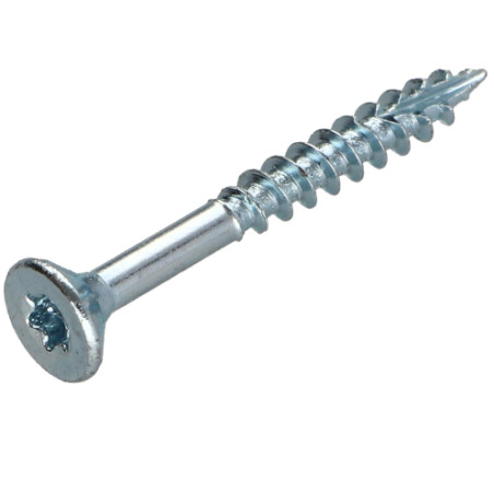 1 x Vis bois TEKOR Tête fraisée Cranté 3.5X50 Filetée sur 30 TORX T15 Acier zingué Pointe antifendage type 17