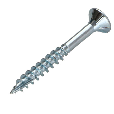 1 x Vis bois TEKOR Tête fraisée Cranté 3.5X50 Filetée sur 30 TORX T15 Acier zingué Pointe antifendage type 17