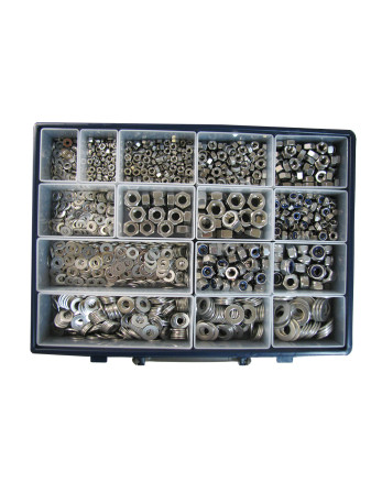 Assortiment de 1760 Rondelle / Ecrou hexagonale / Ecrou frein Inox A2