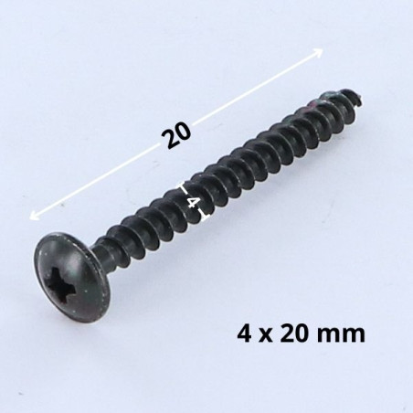 1 x VBA Vis bois agglo Poelier Pozi N°2 4X20 Filetage total Diamètre de tête: 10 Acier zingué noir