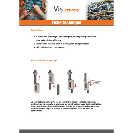 1 x Connecteur Fischer De Tige FILETEE PV M6