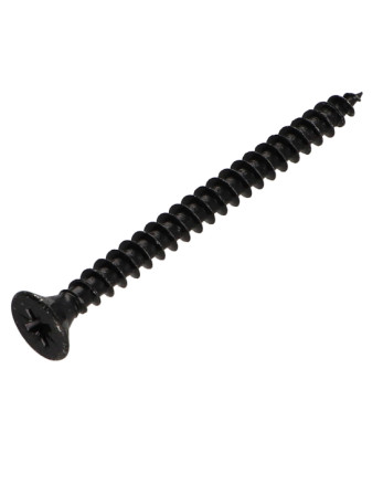 VBA Vis bois agglo Tête fraisée Pozi N°3 6X60 Filetage total Acier zingué noir