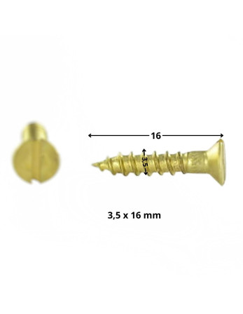 Vis bois Laiton Tête fraisée Fendue 3.5X16
