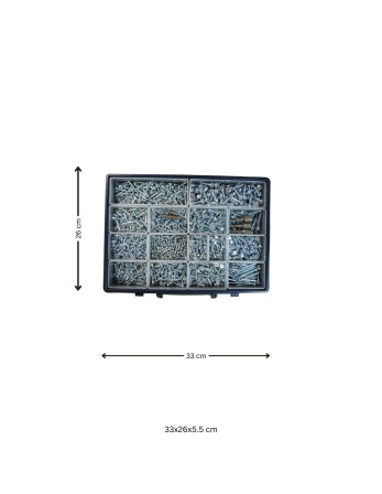Assortiment de 1775 Vis autoperceuse Tête fraisée / Tête cylindrique TC Phillips / Tête hexagonale TH Acier