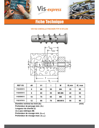 Cheville Nylon Fischer FTP K 8