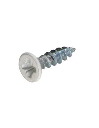 VBA Vis bois agglo Tête fraisée Pozi N°2 4X15 Filetage total Acier zingué RAL9016 blanc signalisation