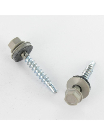 Vis autoperceuse Tête hexagonale TH 4.8X35 Rondelle d'étanchéite EPDM Acier zingué RAL7036 gris platine