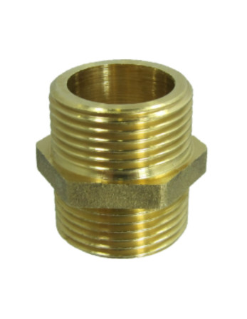 Mamelon joint plat FIG 280 Mâle / Mâle renforcé 33x42 (1"1/4) Laiton