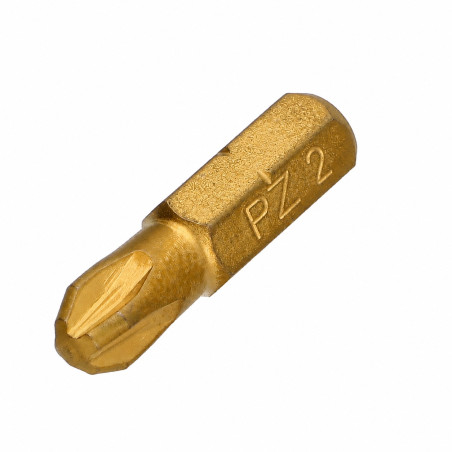 1 x Embout Qualité industrielle 1/4" C6.3 Titanium Pozi N°2 Longueur 25
