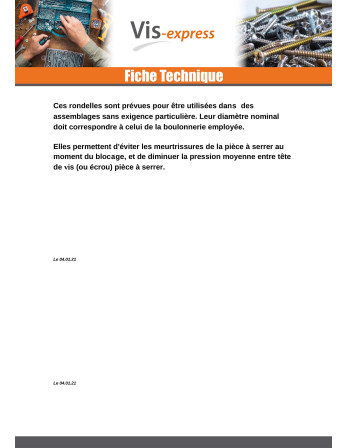 Rondelle Plate M8X22X1.5 L Acier zingué noir