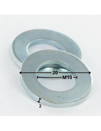 Rondelle Plate M10X20X2 Acier zingué