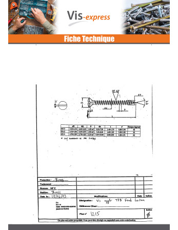 VBA Vis bois agglo Tête fraisée bombée TFB Fendue 4X12 Laiton