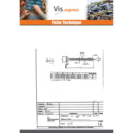 1 x VBA Vis bois agglo Tête fraisée bombée TFB Fendue 4X12 Laiton