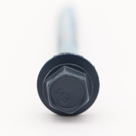 1 x Vis autoperceuse Tête hexagonale TH 6.3X100 Rondelle d'étanchéite EPDM Acier zingué RAL5008 gris bleu