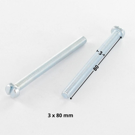 1 x Vis métaux Tête cylindrique TC Fendue M3X80 Filetage partiel Acier zingué microvis