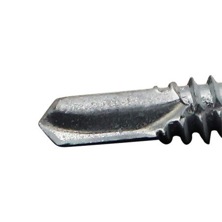 1 x Vis autoperceuse Tête hexagonale TH Embase collerette Lisse 6.3X38 Acier zingué RAL9002 blan gris