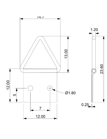 Attache triangulaire pour tableau 12MM Acier brut