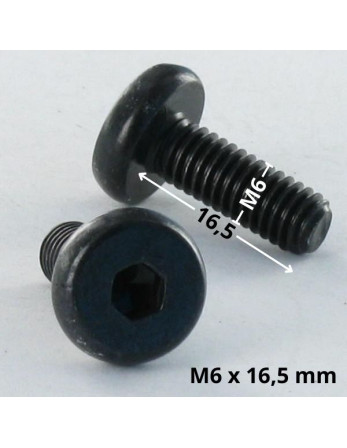 Vis métaux Tête cylindrique large TCL Hexagonal creux M6X16.5 Clé de 4 HC4 Filetage total Acier zingué noir