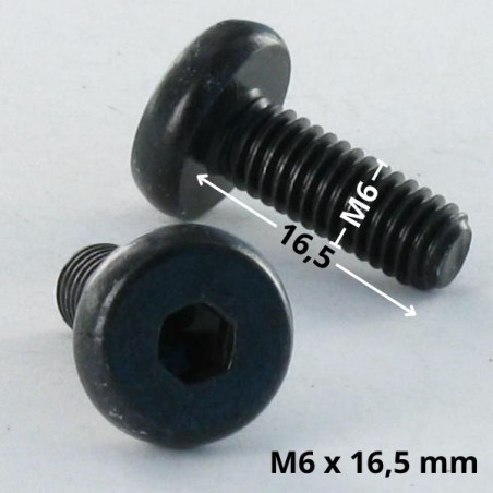 1 x Vis métaux Tête cylindrique large TCL Hexagonal creux M6X16.5 Clé de 4 HC4 Filetage total Acier zingué noir