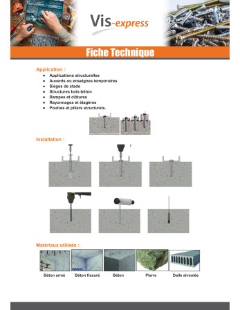 Vis béton Tête Bombée TORX TORX T30 6X50 Acier zingué