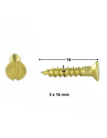 Vis bois Laiton Tête fraisée Fendue 3X16 microvis