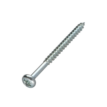 1 x VBA Vis bois agglo Tête ronde TR Pozi N°3 6X80 Filetée sur 48 Acier zingué