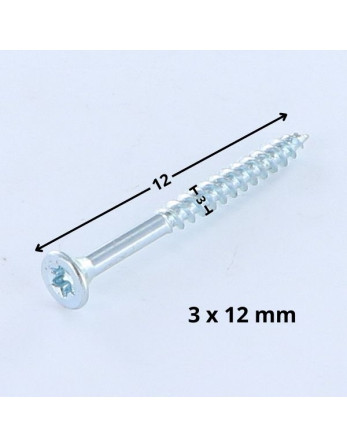 VBA Vis bois agglo Tête fraisée TORX T10 3X12 Acier zingué microvis