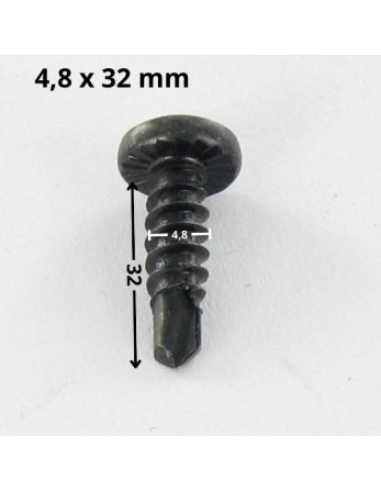 Vis autoperceuse Tête cylindrique bombée TCB Phillips 4.8X32 Filet tôle Acier zingué noir