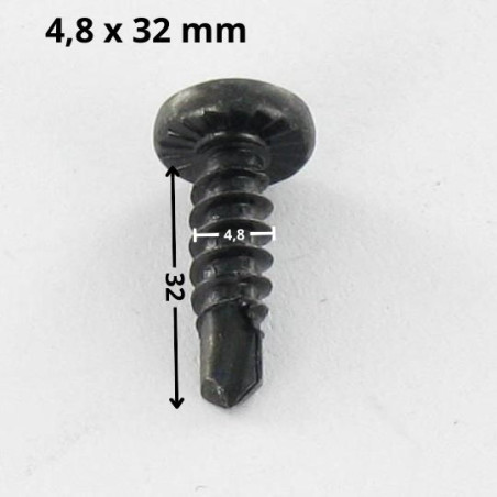 1 x Vis autoperceuse Tête cylindrique bombée TCB Phillips 4.8X32 Filet tôle Acier zingué noir