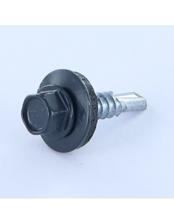 Vis autoperceuse Tête hexagonale TH 5.5X25 Rondelle d'étanchéite EPDM Acier zingué RAL5008 gris bleu