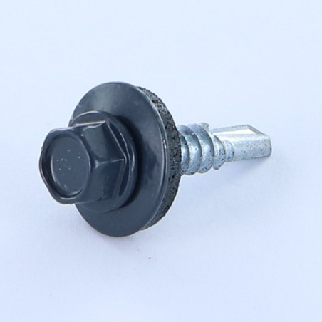 Vis autoperceuse Tête hexagonale TH 5.5X25 Rondelle d'étanchéite EPDM Acier zingué RAL5008 gris bleu