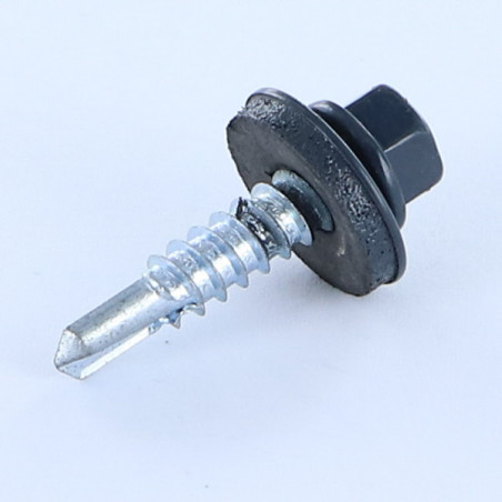 Vis autoperceuse Tête hexagonale TH 5.5X25 Rondelle d'étanchéite EPDM Acier zingué RAL5008 gris bleu