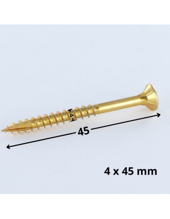 Vis bois TEKOR Tête fraisée Cranté 4X45 Filetée sur 27 TORX T20 ZBCR3+ Pointe antifendage type 17