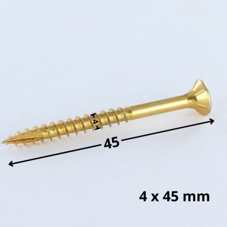 1 x Vis bois TEKOR Tête fraisée Cranté 4X45 Filetée sur 27 TORX T20 ZBCR3+ Pointe antifendage type 17