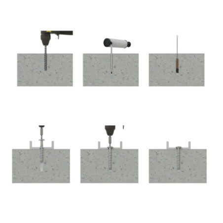 1 x Vis béton Tête Bombée TORX TORX T30 6X60 Acier zingué