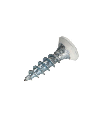VBA Vis bois agglo Tête fraisée Pozi N°2 4X20 Filetage total Acier zingué Laqué blanc RAL9010 blanc pur